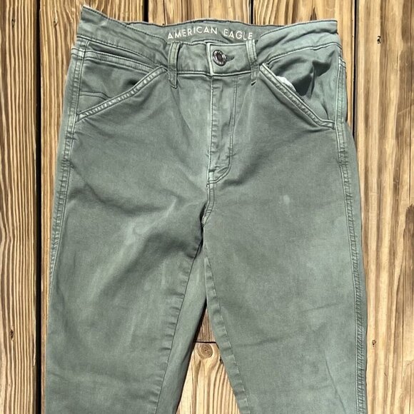 American Eagle AEO Next Level Stretch Hi Rise Jegging Jeans Green Womens Size 8 - Picture 2 of 9